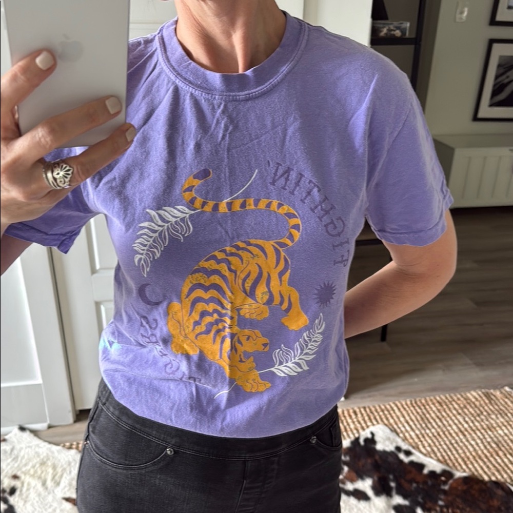 Purple Graphic Tee with LSU Tiger Design